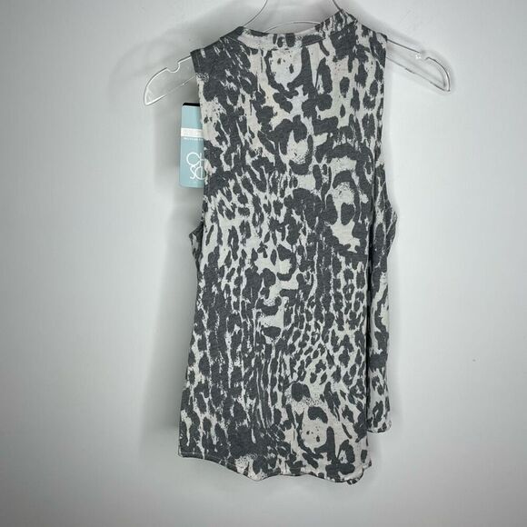 New Chaser AC/DC Band Logo Tank Leopard Cheetah Print Women XSmall White Gray Xs - Picture 5 of 8